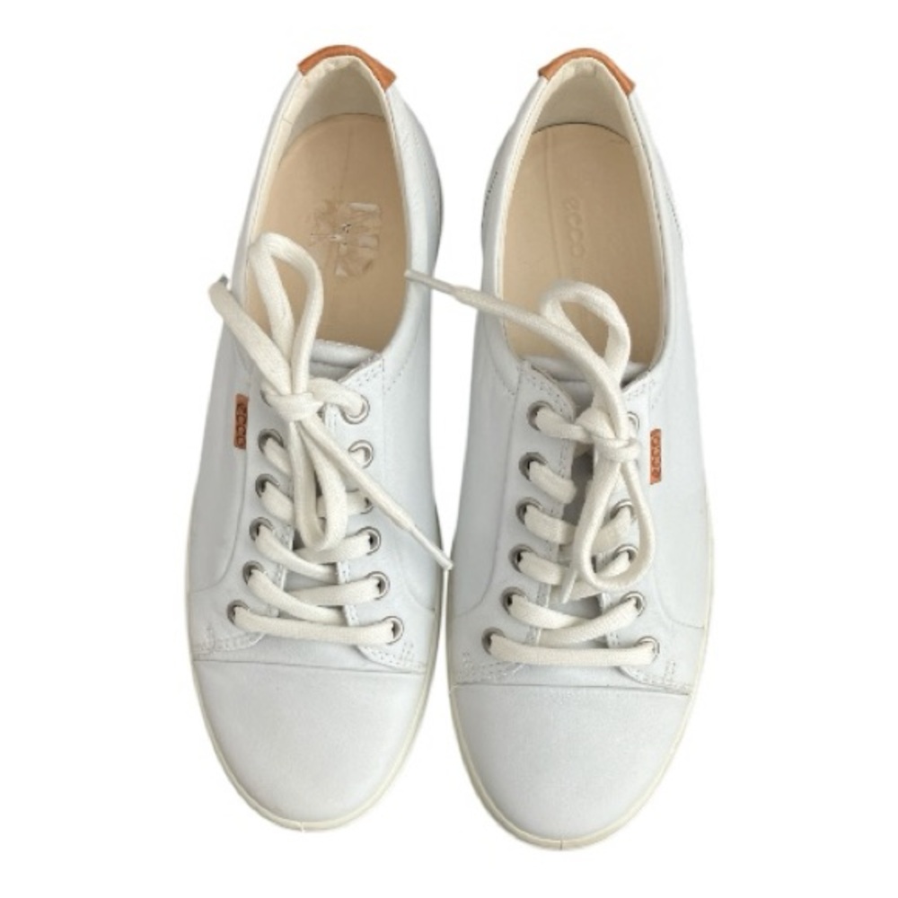 Ecco Soft 7 Women's White Soft Supple Leather Lace-up Sneakers US Size 9 - Picture 2 of 7